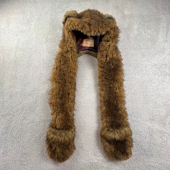 SpiritHoods Grizzly Bear Galaxy Collector Edition Faux Fur Hood Scarf Brown Rave - Picture 5 of 16